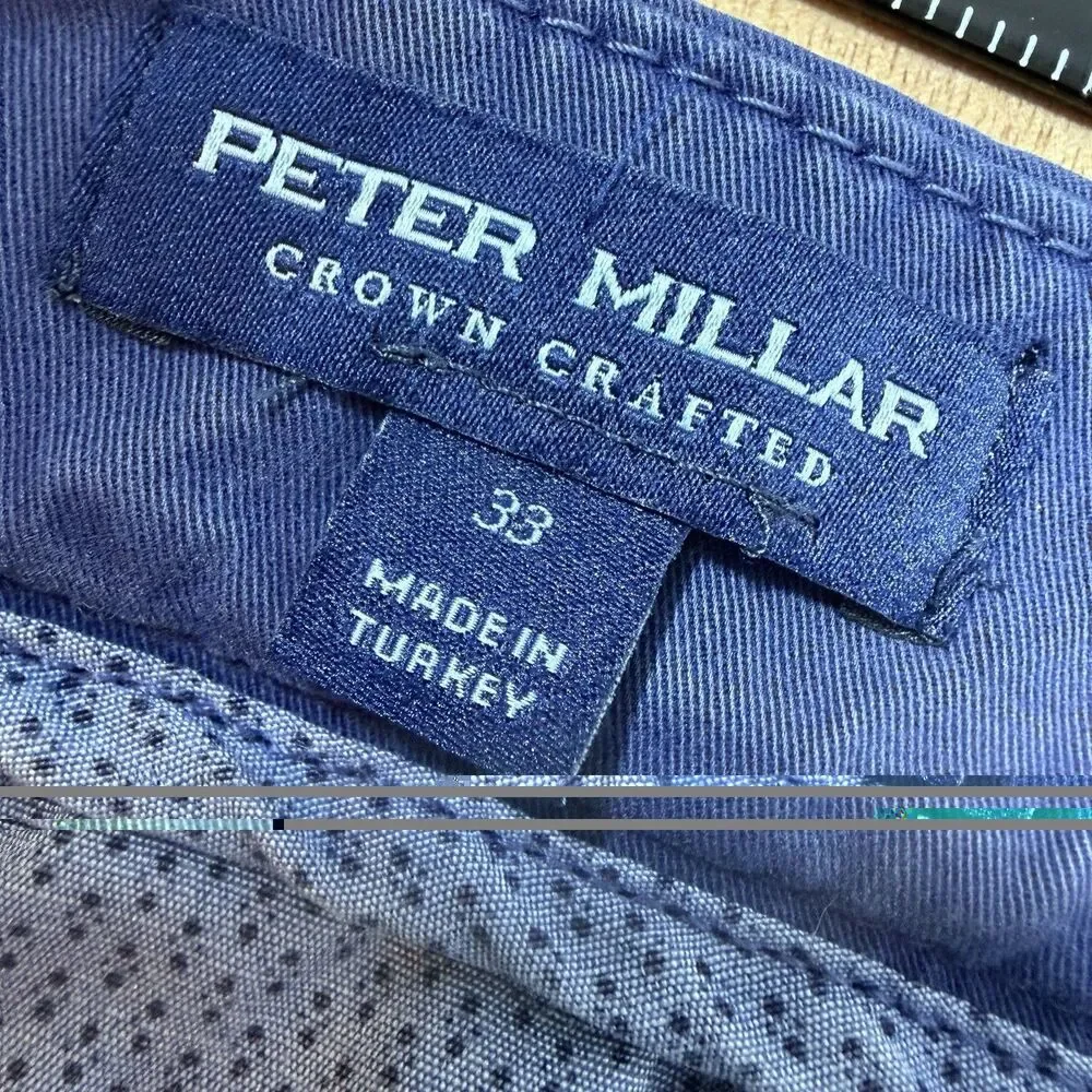Peter Millar Crown Crafted Men's Size 33 Blue Performance Pants Golf Chino